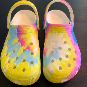 Crocs brand clogs- tie dye.